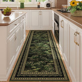 Rugcomf Impressionist green runner with brushstroke design for high-traffic spaces