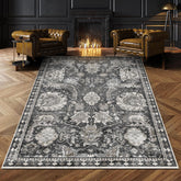 RUGSURE 5x7 washable area rug shown in a versatile grey palette for easy cleaning and placement.