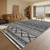 RUGSURE washable area rug front view with Moroccan print enhances living room style