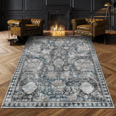 RUGSURE washable area rug with foldable design demonstrates easy care and space saving versatility.