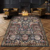 RUGSURE washable area rug in living room with non-slip backing.