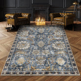 RUGSURE navy 5x7 washable area rug for busy living spaces, easy care