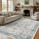 Rugxara boho vintage blue 5x7 rug adds inviting style and durability to living rooms
