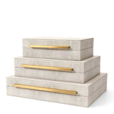 RUNYAO Kingflux decorative boxes stacked neatly on a shelf for organized storage.