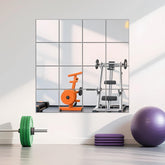 Ruomeng 12x12 frameless mirror tile on wall for home gym display
