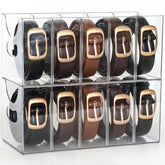 Rusnugic belt organizer with 5 compartments keeps belts neatly separated.