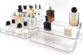 Rusnugic perfume organizer three-tier stand with clear acrylic for quick item visibility.