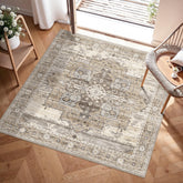 RUUGME Soft 3x3 rug beige front view shows soft texture for cozy living spaces