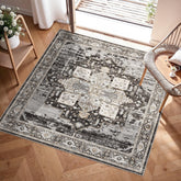 RUUGME washable 3x3 rug in living room with ultra-soft texture.