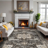 RUUGME washable 8x10 rug front view in black with plush texture