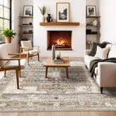 RUUGME 8x8 square rug in beige for living room with plush pile and warm tones