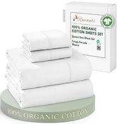 RUVANTI organic cotton sheets queen peach-finish close-up shows silky texture for restful sleep