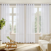 RYB HOME white sheer curtains four-panel setup with rod-ready grommets for easy installation