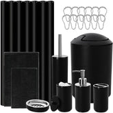RYTOXILO black bathroom curtain with water-repellent coating for quick drying