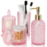 RYTOXILO pink diamond glass soap dispenser adds elegant, everyday organization