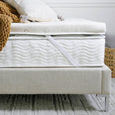 Saatva graphite mattress topper 3in cooling closeup for a cooler sleep surface