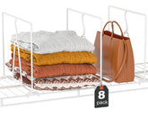 Saccik wire shelf dividers on 12-inch shelves keep folded sweaters neat.