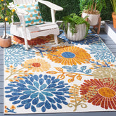 Safavieh Cabana outdoor rug with cream-red floral pattern, ideal for patios.