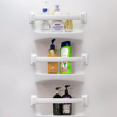 Safoner adjustable RV shower corner bar extends to 15.5 inches for secure storage.