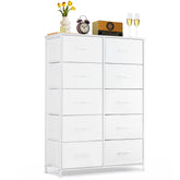 SageNest 10-drawer dresser with wood top, sturdy design for bedrooms and clutter control.