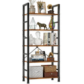 SageNest 5-tier bookcase with metal frame showing sturdy assembly for reliable storage