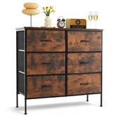 SageNest 6-drawer dresser with wood top provides sturdy surface for lamps and decor.