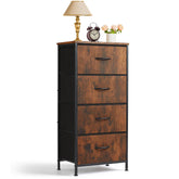 SageNest nightstand four-drawer with brown wooden top for organized clothing and accessories.