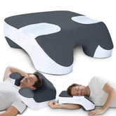 SAHEYER side sleeper pillow with arm holes relieves shoulder pressure for side sleeping.