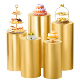SaitiMade gold cylinder pedestal cover elevating wedding decor with radiant sheen