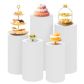 SaitiMade white pedestal cover in small size on a stand, crisp decor for events