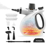 Saker handheld steam cleaner front view showing compact, easy-to-move design