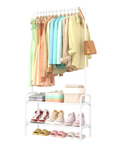 Sakugi clothes rack top view shows ample hanging space for garments.