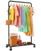 Sakugi Clothes Rack top rod with anti-slip beads keeps garments secure.
