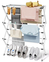 Sakugi foldable drying rack top area for pillows enhances air circulation.