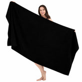 SALBAKOS 40x80 black bath sheet with plush oversized feel for spa-like drying.