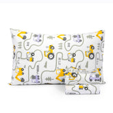 Salt Earth Tractor flat sheet with playful print for cozy nights