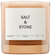 Salt & Stone Bergamot Hinoki candle in a glass jar for refined living spaces.