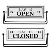 SamiteLeaf Swivel Bar Sign on a sturdy stand signaling open or closed for home bars.