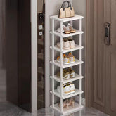 SAN HE 7-Tier bamboo shoe rack top view highlights compact space-saving design.