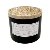 Sand + Fog Vanilla Sandalwood candle with 2 wicks for even burn and lasting fragrance.