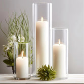 Sandraheer white pillar candle, 2-inch diameter, ideal for elegant centerpieces.