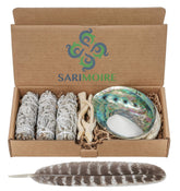 Sarimoire Sage Smudge Kit with abalone shell for cleansing spaces and setting intentions.