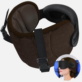SARISUN travel pillow with 360° headrest supports neck on airplane.