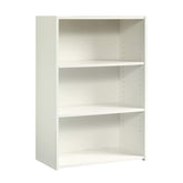 Sauder Beginnings 3-shelf bookcase in soft white, front view, ideal for living spaces