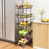 SAYZH 5-tier stackable fruit basket organizes produce and snacks efficiently.