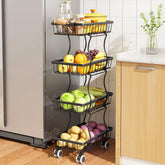 SAYZH 4-tier stackable fruit basket stand for organized kitchen storage.