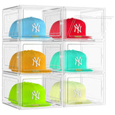 SCAVATA 6-pack hat organizer stackable boxes in clear view showing eight-hat capacity