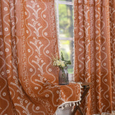 Schweek boho terracotta curtains, 63-inch length, add warmth to the living room.