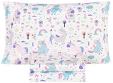 Scientific Sleep Cute Unicorn Rainbow twin flat sheet for kids' rooms.