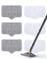ScrubWiz steam mop pads 6-pack attached to mop head for efficient cleaning